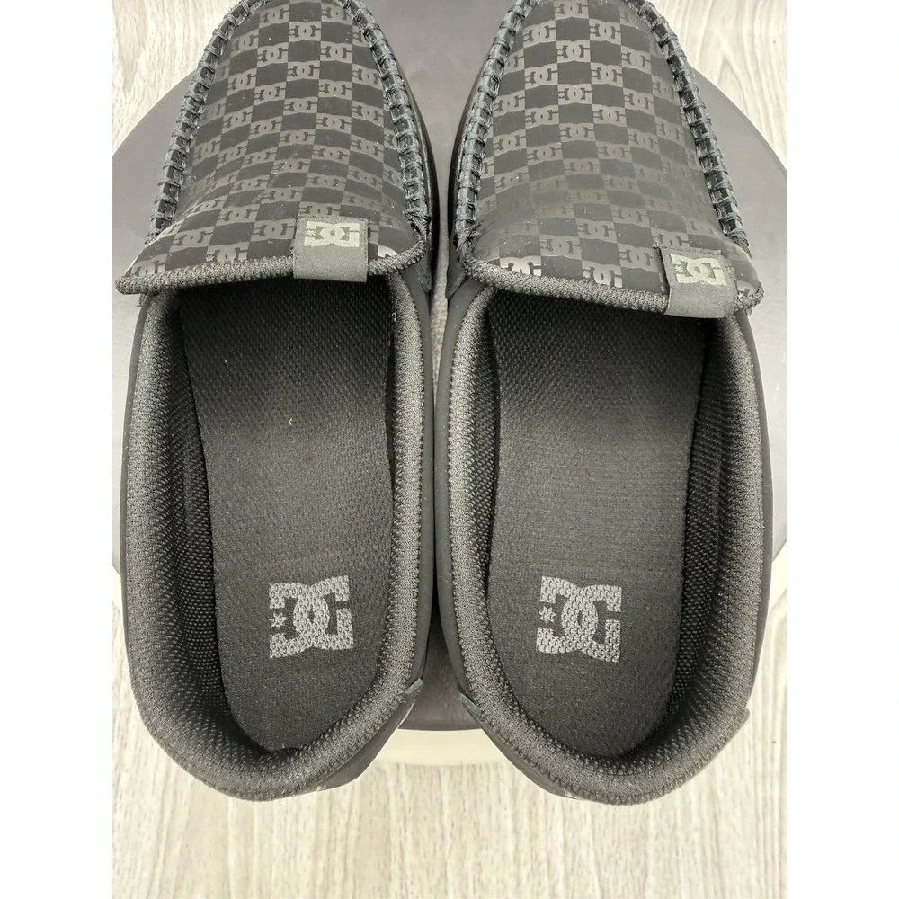 DC Villain 2 Slip On Mens Size 8 Black Leather Casual Skate Shoes Loafers NEW